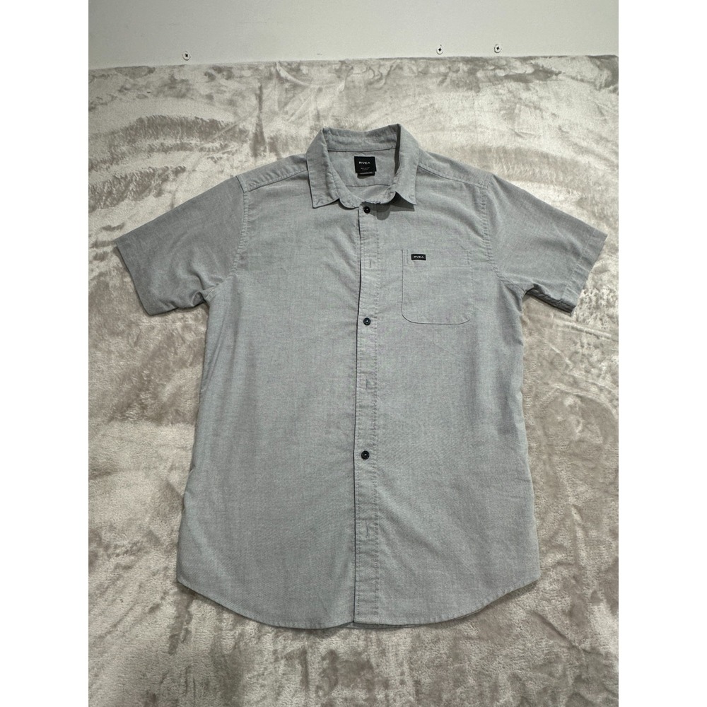 RVCA Shirt Men's‎ Size Medium Gray Short Sleeve Button Up Pocket EUC